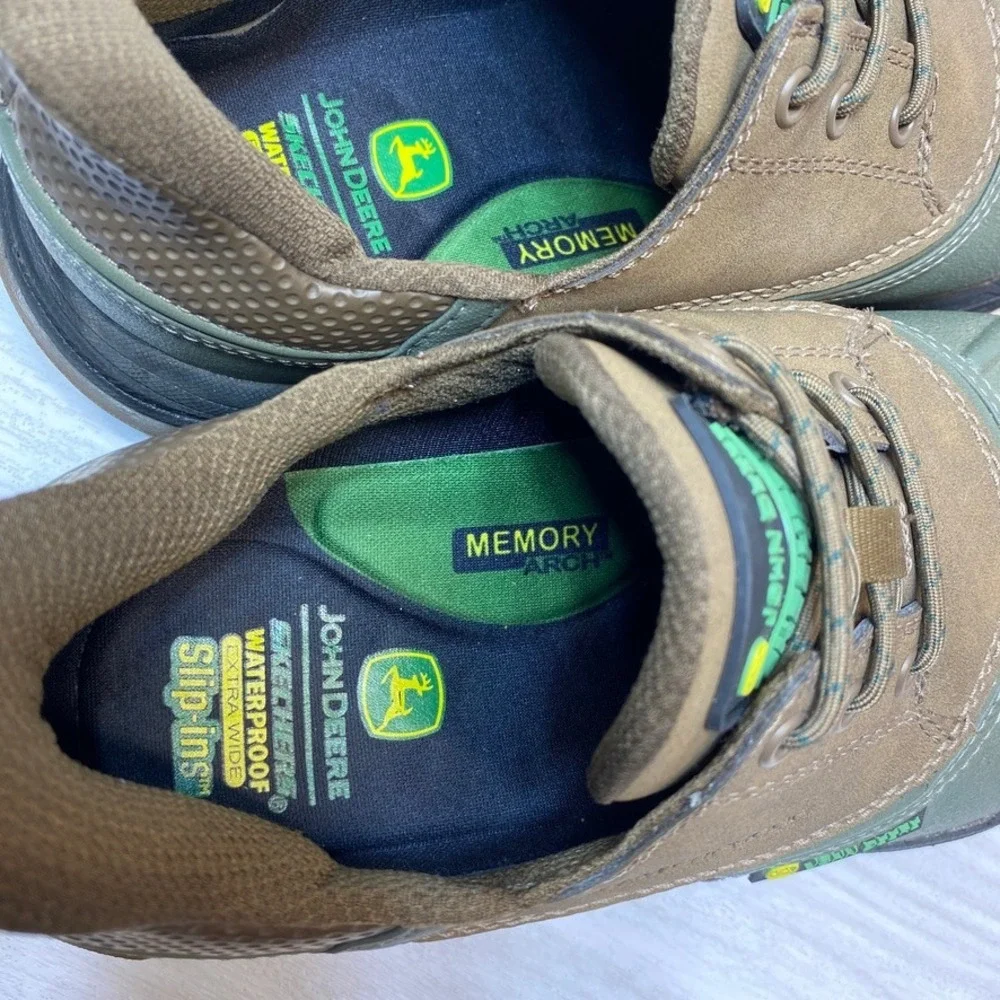 Skechers John Deere Mens 8 Wide Slip-Ins Waterproof Duck Shoes Green Leather